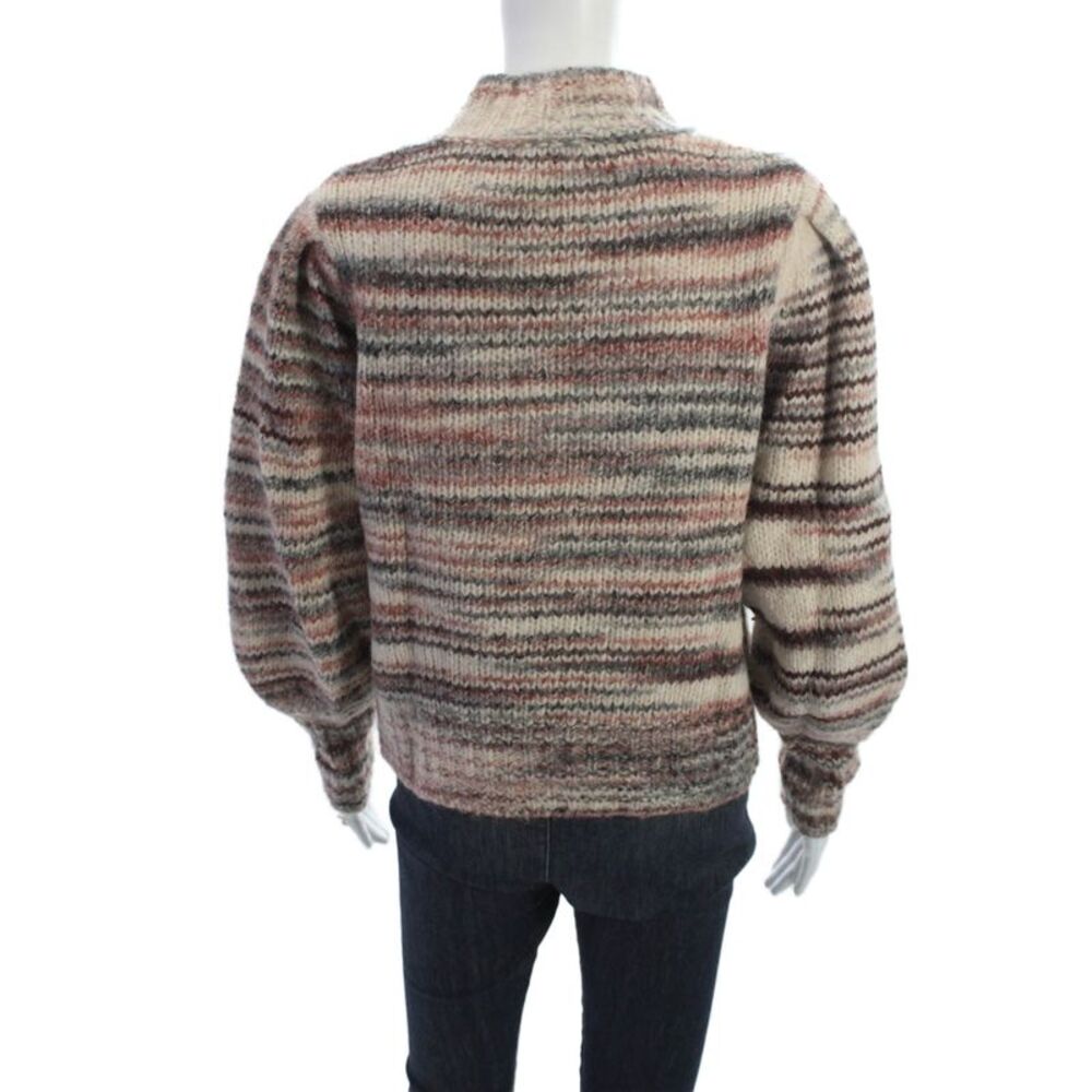 Veronica Beard Women Pullover Striped Mockneck Alpaca Wool Sweater Beige Size M - Picture 3 of 6